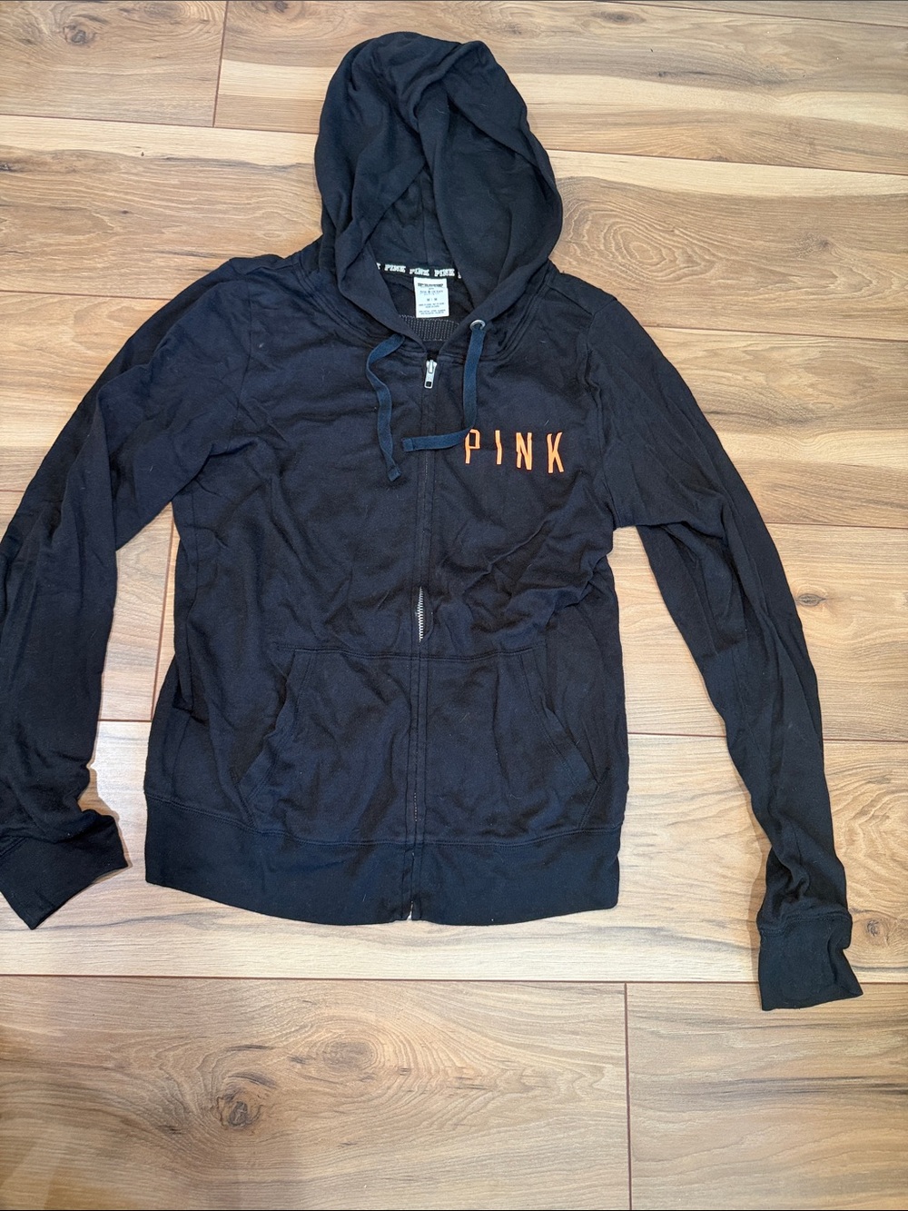 PINK Victoria's Secret SF Giants Black Zip Hoodie with Orange PINK Chest Logo